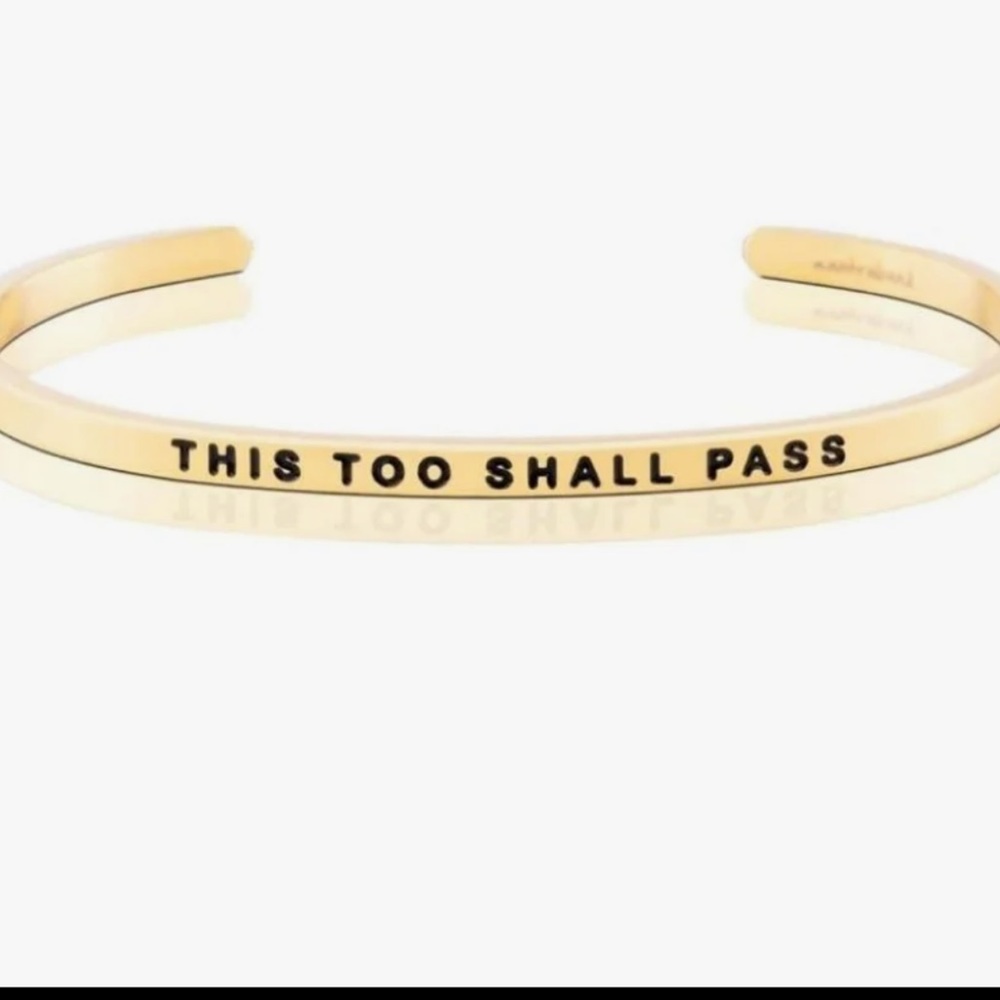 Mantra band “this too shall pass” rose gold
